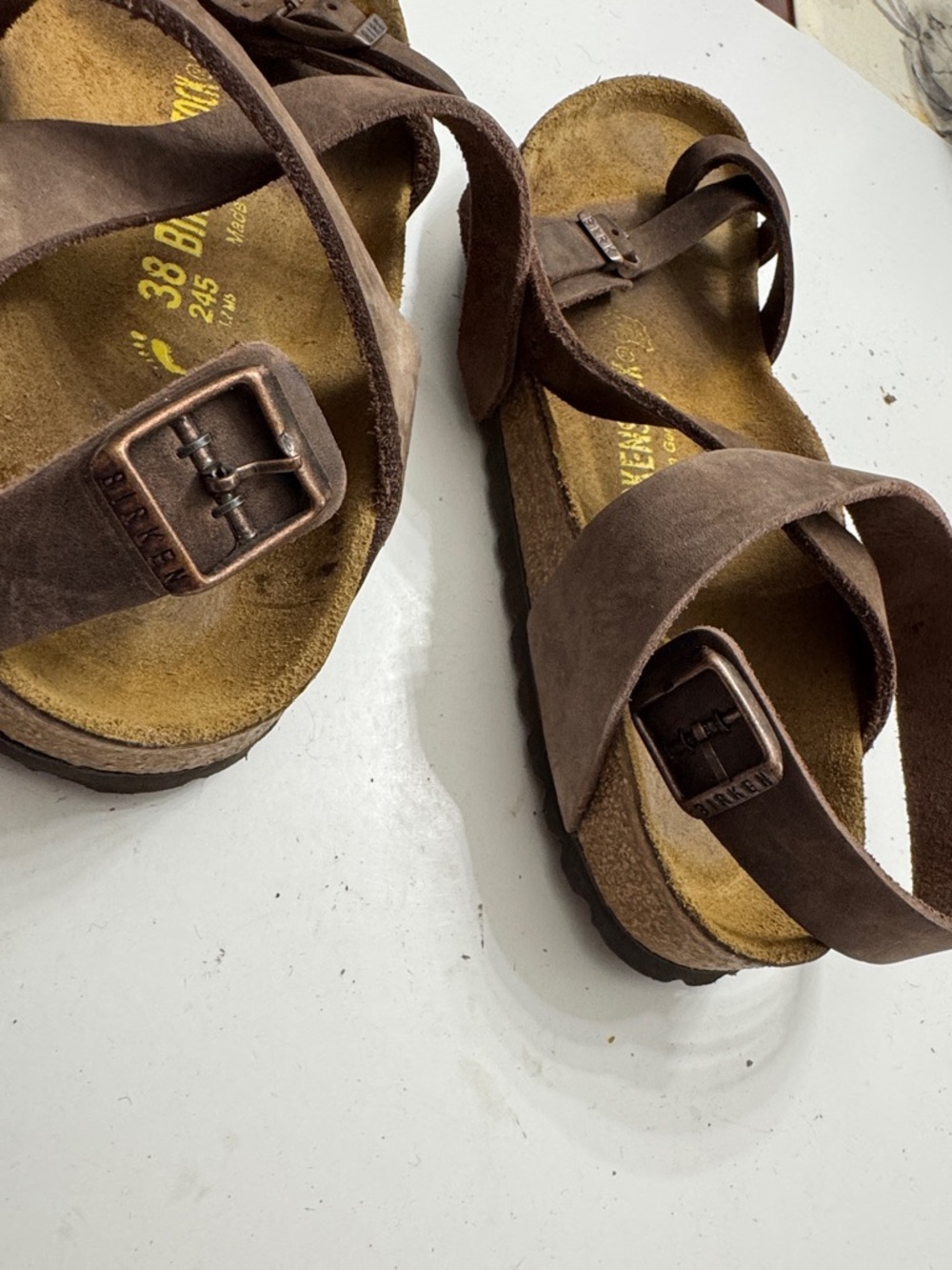 Women’s Brown Suede Strappy Comfort Sandals size 38 - Picture 6 of 6